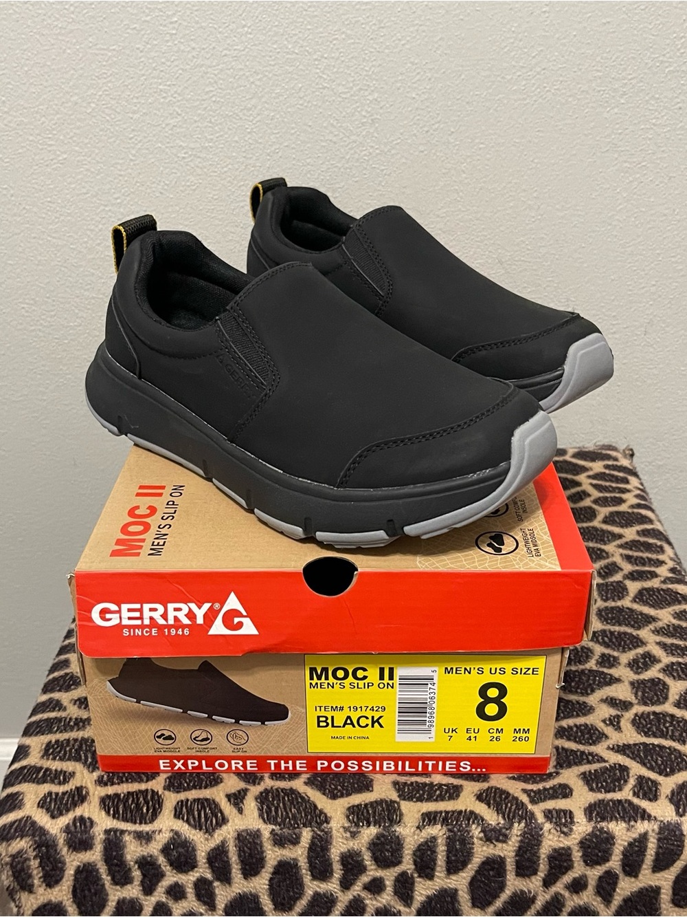 Gerry Moc II Slip On Casual Shoes Black Lightweight NIB Mens 8